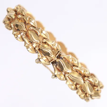Armband, ca 18,5cm, bredd 16mm, säkerhetskedja, 18K Vikt: 48 g