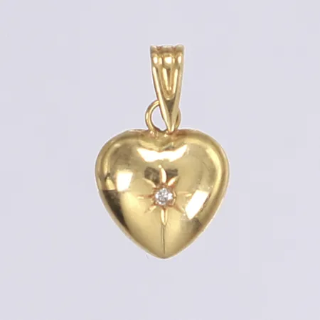 Hänge hjärta med diamant 1x ca 0,01ct, 16x10mm, 18K Vikt: 0,6 g