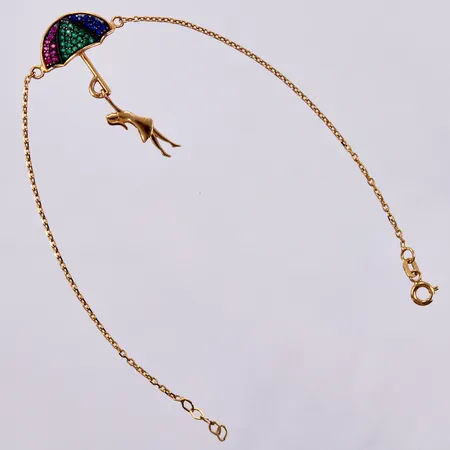 Armband med integrerat hänge med färgade stenar, längd: ca 19 - 21cm, bredd: ca 1-37mm, 21K  Vikt: 3,7 g