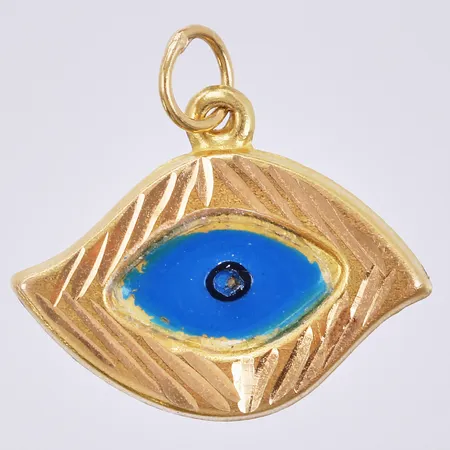 Hänge med emalj, längd: ca 2cm, bredd: ca 22mm, emaljen sliten/defekt, ostämplad, 18K  Vikt: 0,7 g