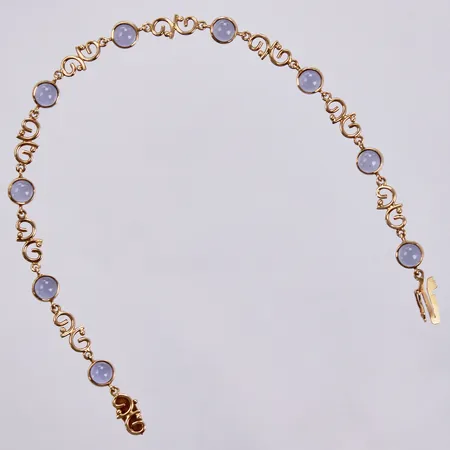 Armband med färgade stenar, längd: ca 20cm, bredd: ca 2-5mm, Stigbert, 1954, 18K Vikt: 6,5 g