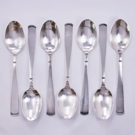 Sju bordsskedar, modell: Rosenholm, längd: ca 18,2cm, GAB, år 1945 till 1955, 830/1000 silver  Vikt: 283,9 g
