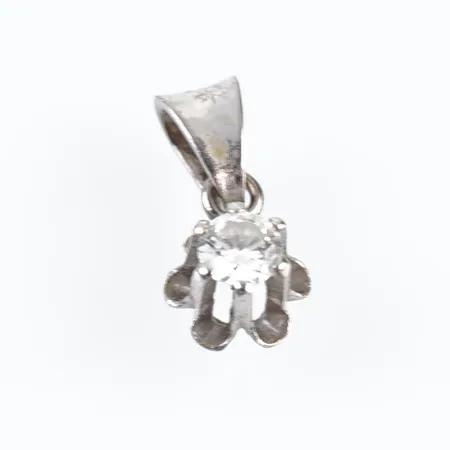 Hänge m diamant ca 0,10ct, vitguld, Ø 5mm, 18k Vikt: 0,5 g