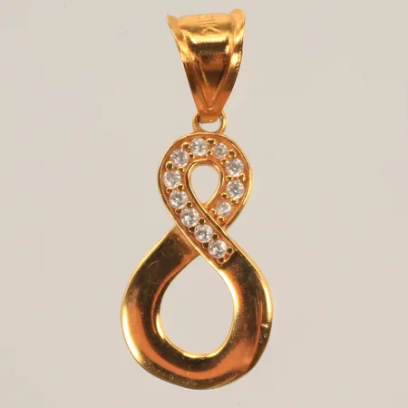 Hänge "8" med vita stenar, 27x 11mm, 21K  Vikt: 1,4 g