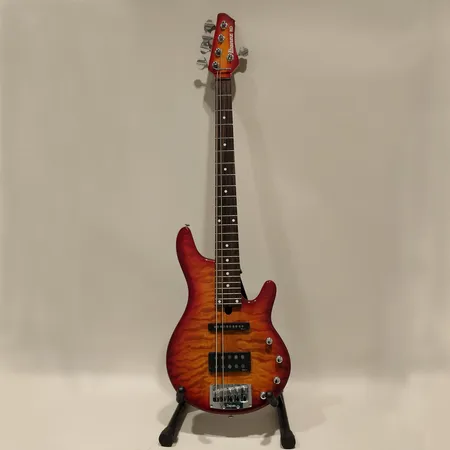 Elbas Ibanez RDGR Roadgear, glapp i elektronik, 5-strängad, cherryburst, serienr,W950753, saknar strängar, bruksskick, fodral defekt Skickas med postpaket.