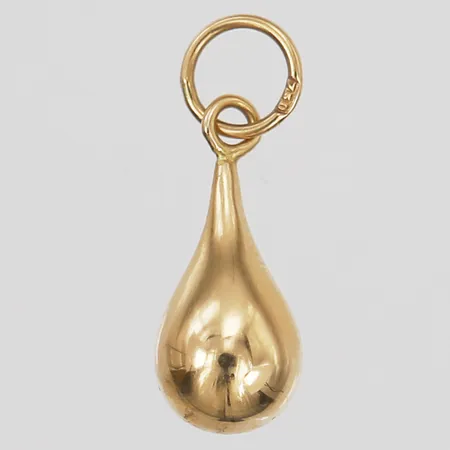 Hänge i form av en droppe, höjd inkl. ögla: 17 mm, bredd: 0,5-6 mm, 18K guld. Vikt: 0,4 g