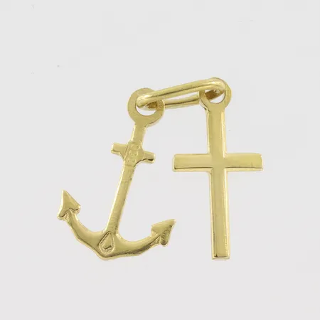 Berlock Kors och Ankare, höjd ca 12mm, 18k Vikt: 0,7 g