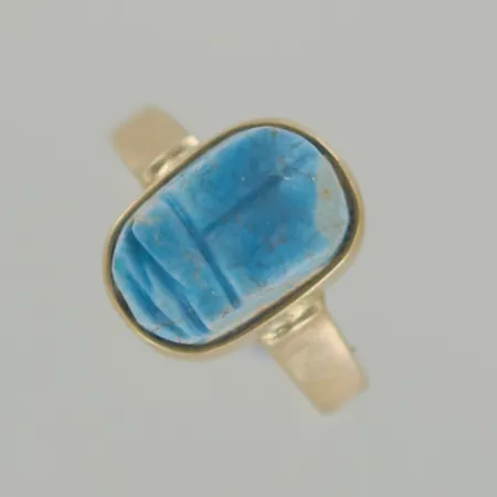 Ring med blå sten, Ø18 mm, höjd 14,8 mm, 14K 4,8gr Vikt: 4,8 g