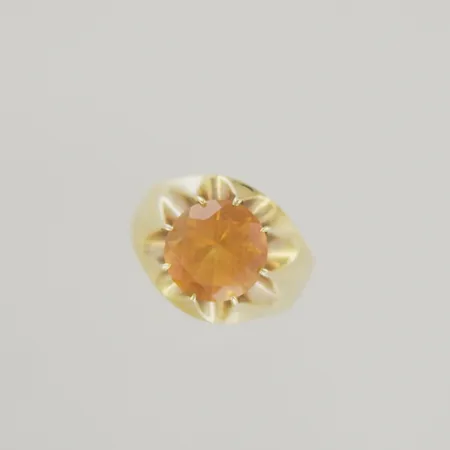 Ring med gul sten citrin? Ø 18 mm B 3-14mm, 18k Vikt: 6,8 g