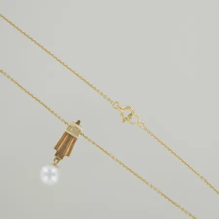 Kedja med pärlhänge   L 44 cm18k Vikt: 4 g