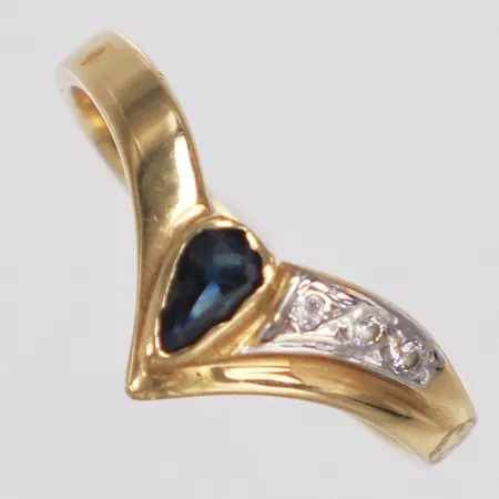Ring, blå och vita stenar, stl 17¼, bredd 2,1-6,7mm, 14K Vikt: 2 g