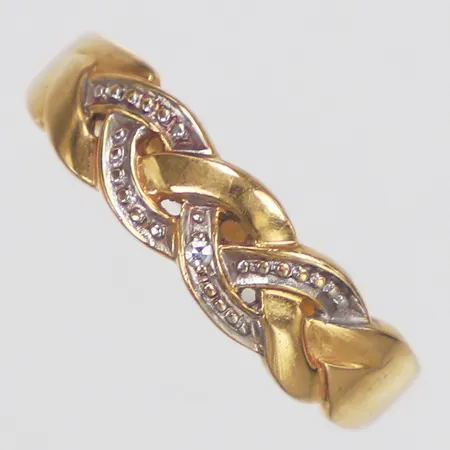 Ring, diamant 1xca0,005ct, stl 18, bredd 2-5mm, tvåfärgad, 18K Vikt: 2,2 g