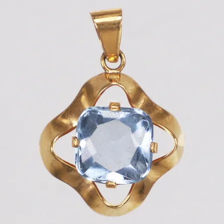 Hänge, ljusblå sten, Nyqvist Gösta Fr år 1960, 27mm, 18K  Vikt: 3,1 g