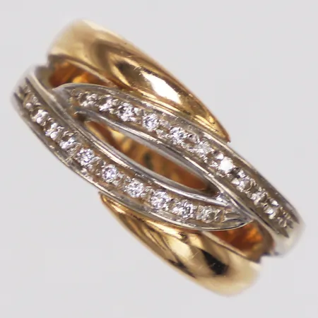 Ring, diamanter 20 x ca0,005ct, stl 17½, bredd 4,3-9,2mm, 18K  Vikt: 5,7 g