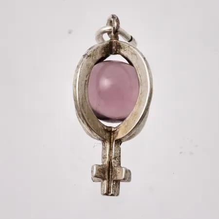 Hänge i silver, Februari månadsten i kvinnomärkte, mått 12,6x27,8mm, 830/1000, vikt 2,13g.