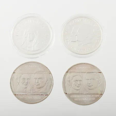 Jubileumsmynt 4 st, silver. Vikt: 108 g