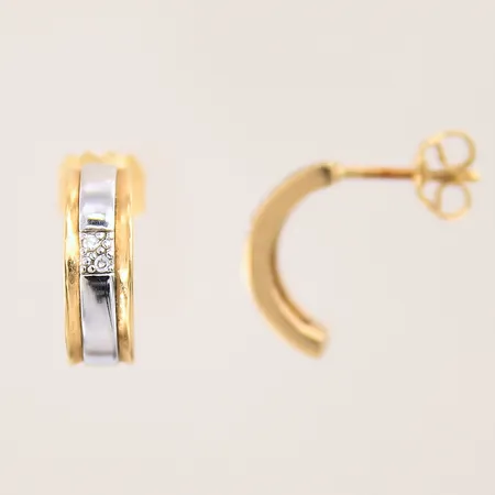 Ett par örhängen med diamanter 4 x ca 0,005ct, 15x13mm, tvåfärgade, 18K  Vikt: 2,8 g