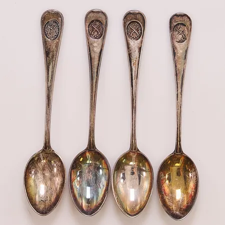 4 Skedar, 12cm, gravyr, 830/1000 Silver 56,5g.