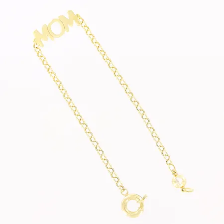 Armband Ärtlänk, text MOM, 20cm, bredd 3-8mm, 18K Vikt: 3 g