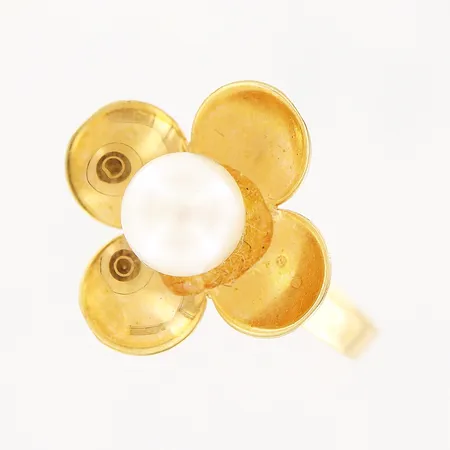 Ring, blomma, odlad saltvattenspärla, stl 17, bredd 2-16mm, pärla limmad, 18K Vikt: 2,1 g