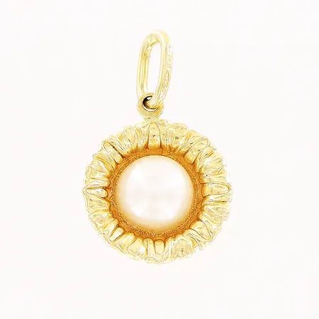 Hänge, odlad pärla, 14x22mm, limmrester runt pärla, 18K Vikt: 1,5 g