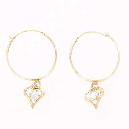 Ett par örhängen, vita stenar, 22mm, 18K Vikt: 0,6 g
