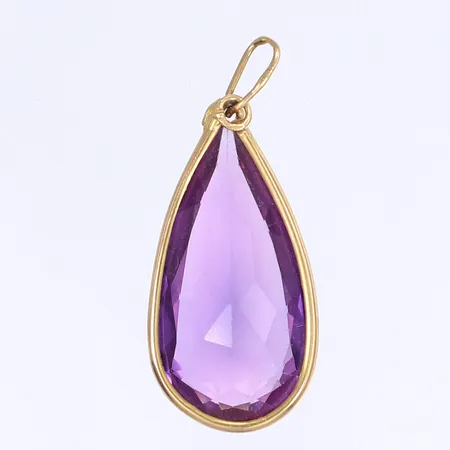 Hänge med lila glassten, 40x16mm, 14K Bruttovikt: 6,7g Vikt: 6,7 g