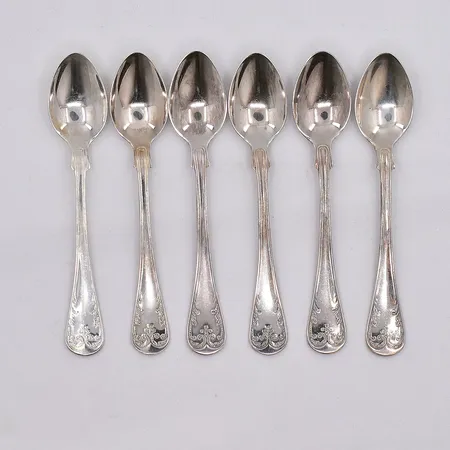 6 moccaskedar, modell Gammal Fransk, längd ca 11,5cm, schatull, 830/1000 silver Vikt: 81,8 g