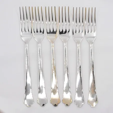 6 bordsgafflar, modell Chippendale, GAB, längd 18cm, 830/1000 silver Vikt: 188,2 g
