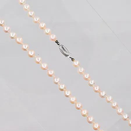 Pärlcollier, odlade pärlor, Ø 6-6,5mm, längd 48cm, silverlås Vikt: 0 g