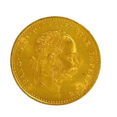 Guldmynt - 1 Dukat 1915, Franz Joseph I Österrike, 23,6K guld (986/1000), Ø20 mm, mycket fint skick ex Vikt: 3,5 g