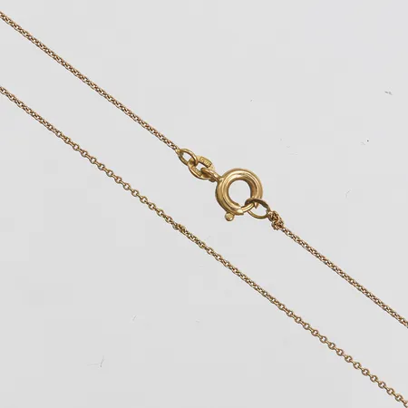 Kedja, Ankarlänk, längd 82cm, bredd 1mm, en knut vid ögla, 18K guld Vikt: 1,8 g