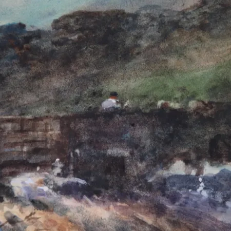 Tavla, okänd konstnär, signerad Woods, ca 26,5x37,5cm, ej examinerad, fläckar.  Specialfrakt, kontakta pantbankskontoret för mer information.