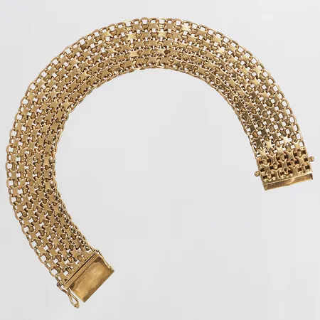 Armband, X-länk, längd 21cm, bredd 18mm, 18K guld Vikt: 41,3 g