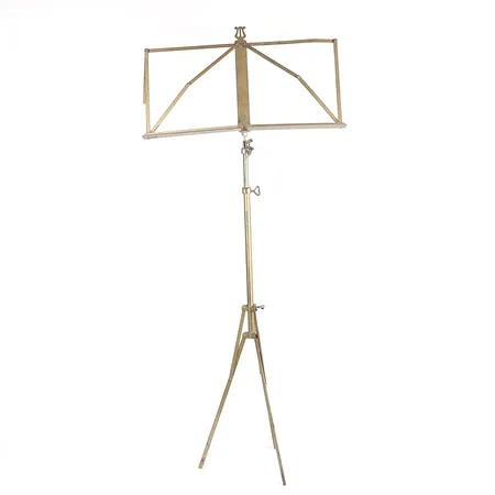 Notställ, gulmetall, 1900-talets mitt, ställbar höjd 97-74 cm, bruks-och åldersbetingat slitage.  Skickas med paket.