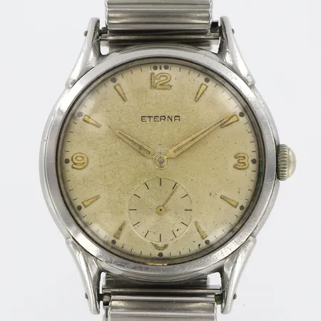 Herrur Eterna, 33mm, manuell, stål, flexband, boettnr 3763314, krackelerad färg på urtavla, repor