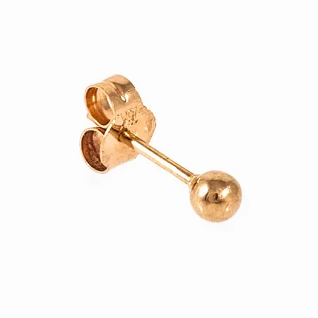 Ett udda örhänge, slät kula Ø 3 mm i 18K guld. Vikt 0,2g.