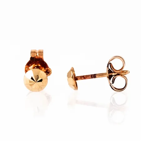 Ett par örhängen, facetterad halvkula Ø 4 mm i 18K guld. Vikt: 0,3g.