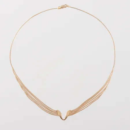 Collier, längd ca 42 cm, bredd 1.2-10 mm, 18k. Vikt: 6,4 g