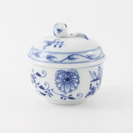 Lockskål Meissen, blå och vit dekor, diameter 8 cm.