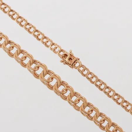Collier Bismarck, Hallberg Guldvarufabrik AB Köping, längd ca 44 cm, bredd 5-9.1 mm, 18k. Vikt: 30,1 g