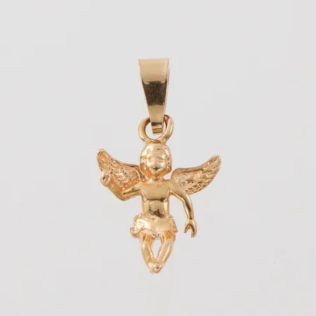 Hänge "Ängel", Bronsil AB Köping, höjd med ögla 20.8 mm, 18k. Vikt: 1 g