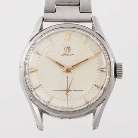 Herrur Omega, stål, fungerar ej, repor/märken, diameter 35.8 mm.