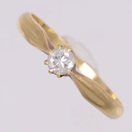 Ring med briljantslipad diamant ca 0,16ct, stl 16¼, 14K Vikt: 1,5 g