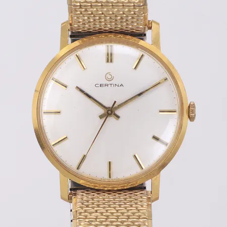 Herrur Certina 18K, Ø34mm, gravyr, flexband i stål, bruttovikt 47,4g