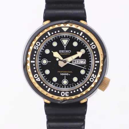 Herrur Seiko Prospex Marinemaster 1000m Diver Professional, limited edition, serienr 0595/1978, refnr 7C46-0AL0, cal 7C46, Ø49mm, quartz, Ceramics+Ti+SS, dag, datum, gummiarmband, certifikat Klockmaster 2020.12.07, manual, försäkringsbevis, tag, box, ytterkartong