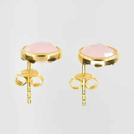 Ett par örhängen med rosa stenar, Ø9 mm, 18K. Vikt: 1,1 g
