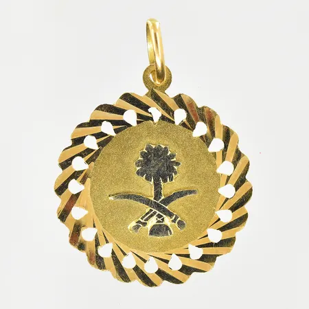 Hänge, Ø26 mm, rödguld/vitguld, 18K. Vikt: 3,4 g