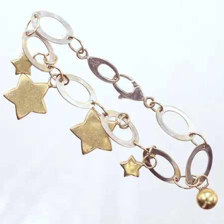 Armband tvåfärgat, längd 19cm, bredd 10,1mm, berlocker, bredd 7,8-16,8mm, 18K Vikt: 11,5 g