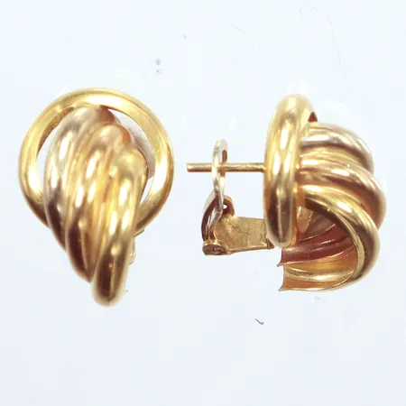Ett par örhängen, trefärgade, bredd 14,6mm, höjd 20,2mm, 18K Vikt: 6 g